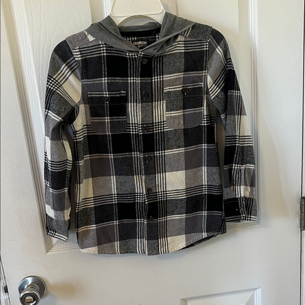 OshKosh B'gosh Kids Checkered Shirt - Black, Gray, and White